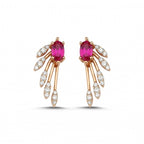 0.88 Carat Diamond Ruby Earrings