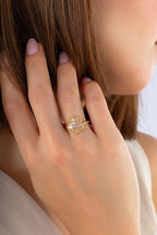 Pink Mother-of-Pearl Floral Italian Gold Ring
