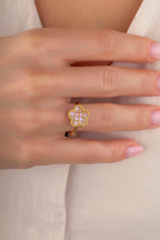 Pink Mother-of-Pearl Floral Italian Gold Ring