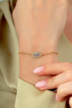 Reversible Gray White Mother-of-Pearl Pear Gold Bracelet