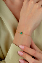 Reversible Green Mother-of-Pearl Floral Gold Bracelet