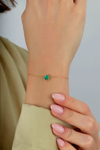 Reversible Green Mother-of-Pearl Floral Gold Bracelet