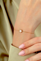 Reversible Pink Mother-of-Pearl Floral Gold Bracelet