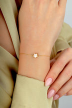 Reversible Pink Mother-of-Pearl Floral Gold Bracelet