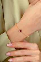 Reversible Purple White Mother-of-Pearl Wide 3 Floral Gold Bracelet