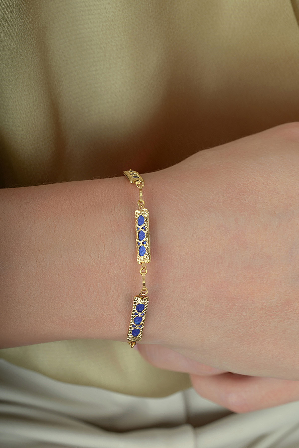 Reversible White Blue Mother-of-Pearl Geometric Gold Geometric Main image