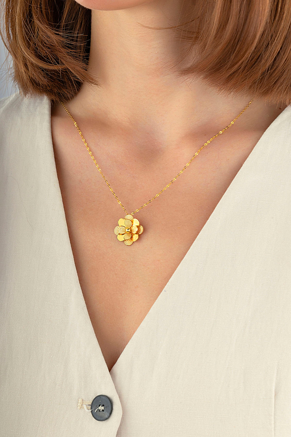 Italian Design Floral Gold Necklace