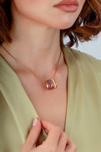 Rose Opal Amethyst Stone-Set Gold Necklace