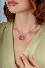 Rose Opal Amethyst Stone-Set Gold Necklace