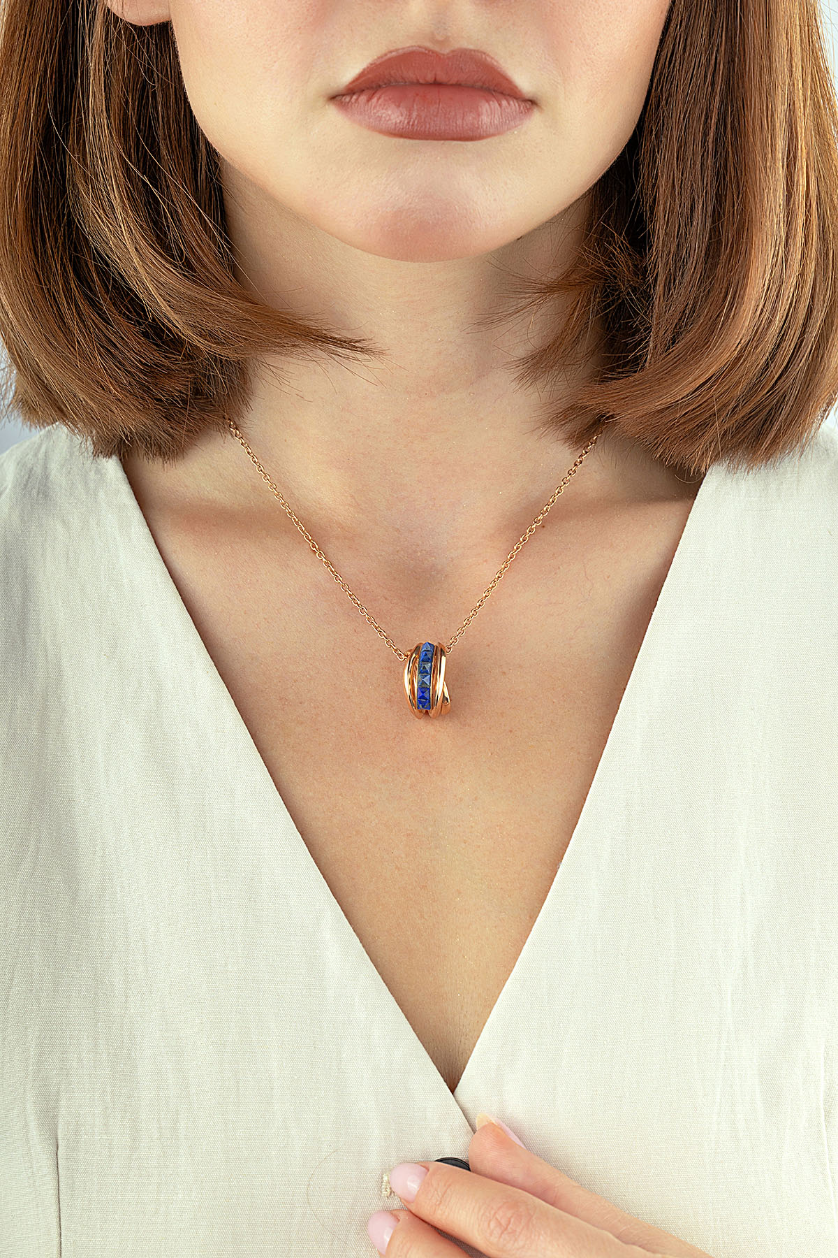 Lapis Stone-Set Rose Gold Necklace Main image