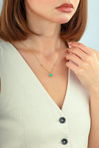 Reversible Turquoise White Mother-of-Pearl Floral Gold Necklace