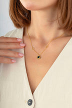 Reversible Black White Mother-of-Pearl Floral Gold Necklace