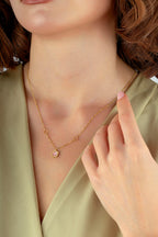 Reversible Pink White Mother-of-Pearl Floral Gold Necklace