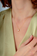 Reversible Pink White Mother-of-Pearl Small Floral Gold Necklace