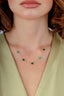 Reversible Green White Mother-of-Pearl Five Floral Gold Necklace