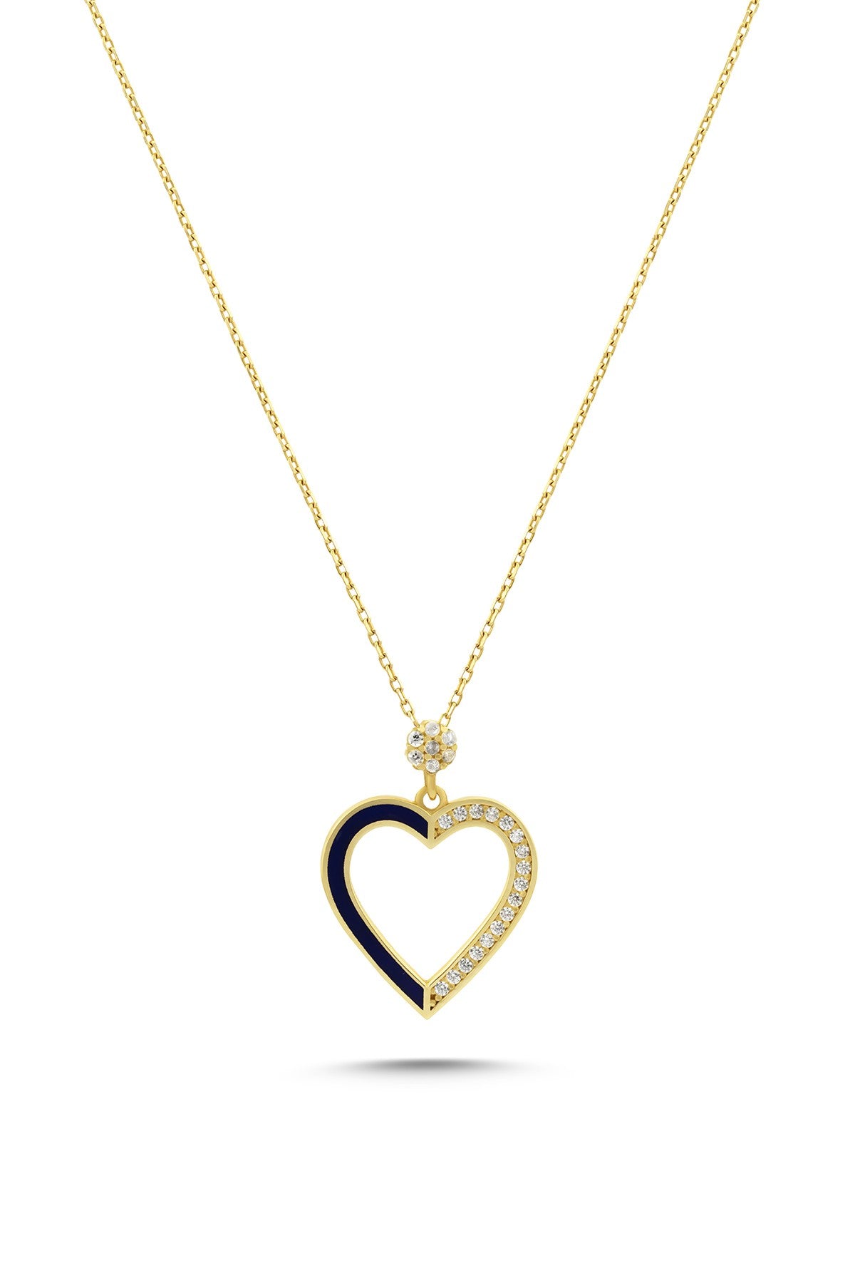 14K Zircon Stone-Set Heart Gold Necklace Main image