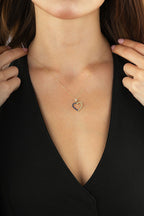 14K Zircon Stone-Set Heart Gold Necklace