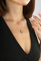 14K Zircon Stone-Set Heart Gold Necklace