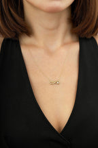 14K Zircon Stone-Set Infinity Gold Necklace
