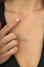 14K Zircon Stone-Set Infinity Gold Necklace