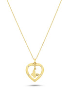 14K Zircon Stone-Set Butterfly Heart Gold Necklace