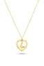 14K Zircon Stone-Set Butterfly Heart Gold Necklace