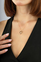 14K Zircon Stone-Set Butterfly Heart Gold Necklace