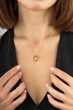 14K Zircon Stone-Set Butterfly Heart Gold Necklace