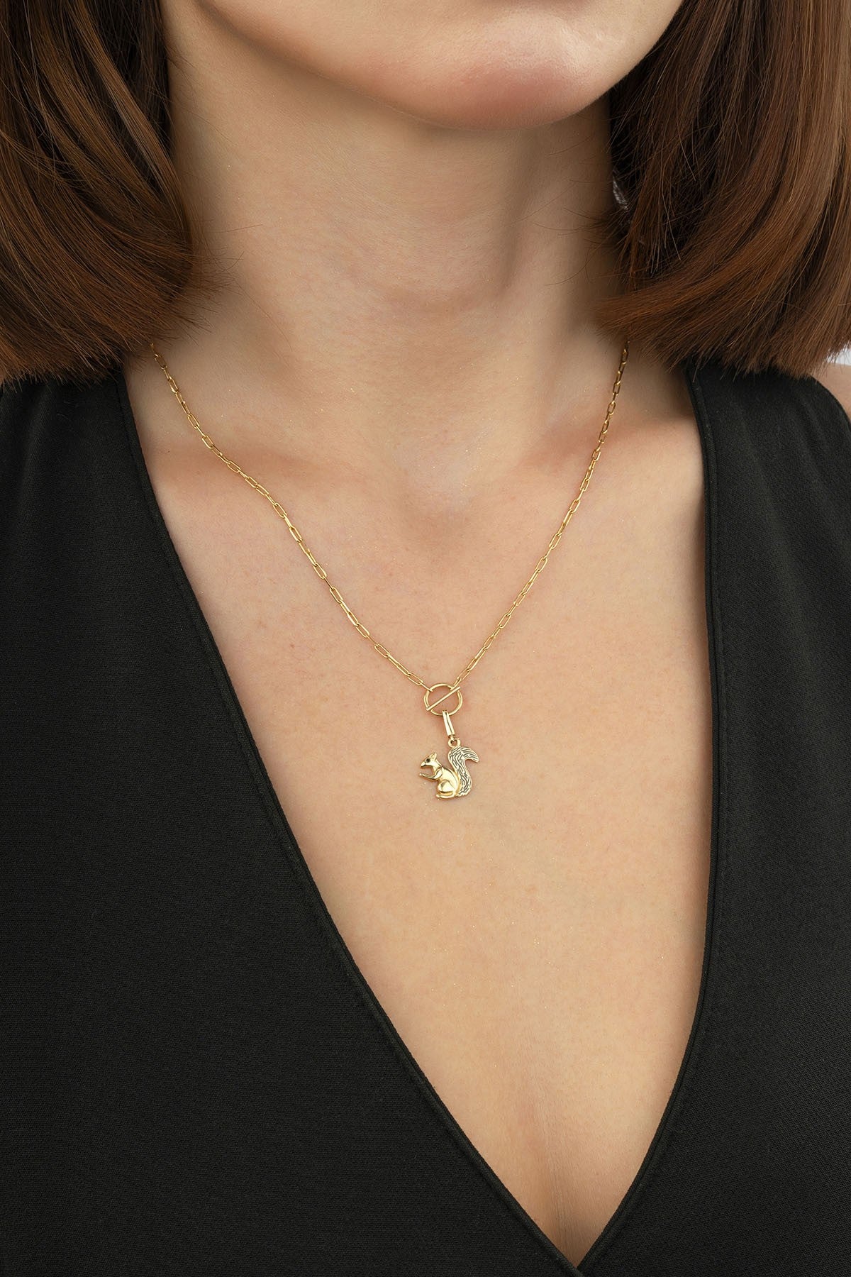 14K Squirrel Motif Gold Necklace Secondary image
