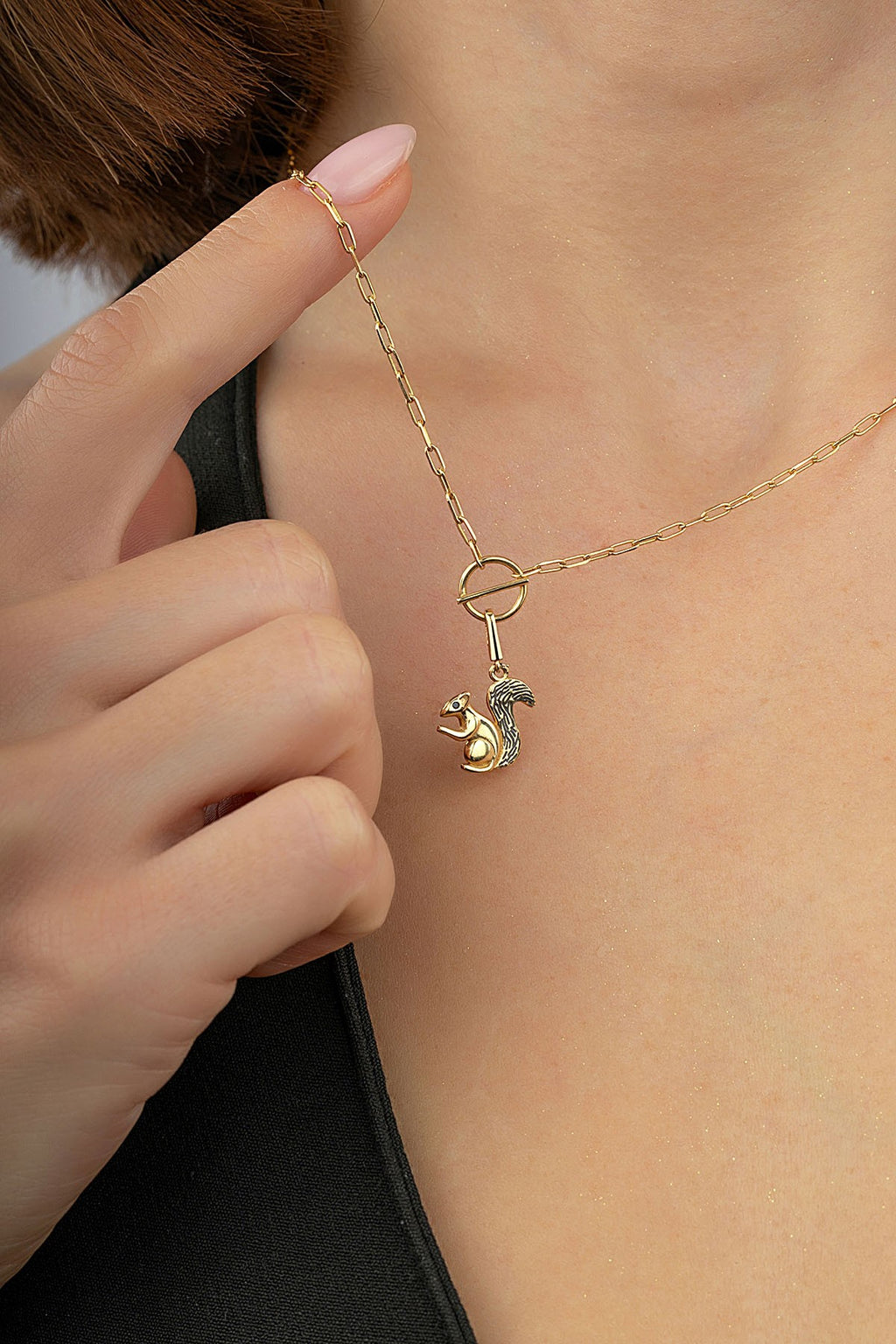 14K Squirrel Motif Gold Necklace