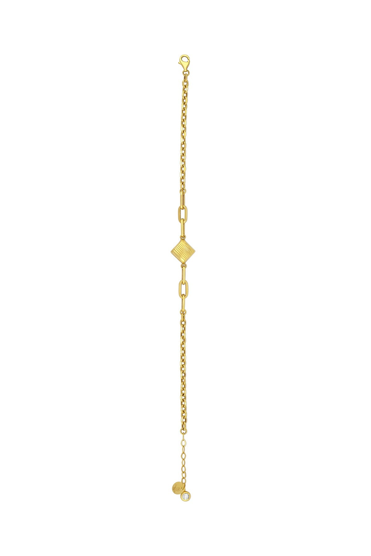14K Rectangular Paperclip Gold Bracelet