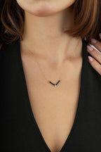 14K V Form Stone-Set Gold Necklace