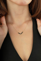 14K V Form Stone-Set Gold Necklace