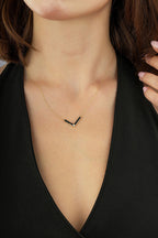 14K V Form Stone-Set Gold Necklace