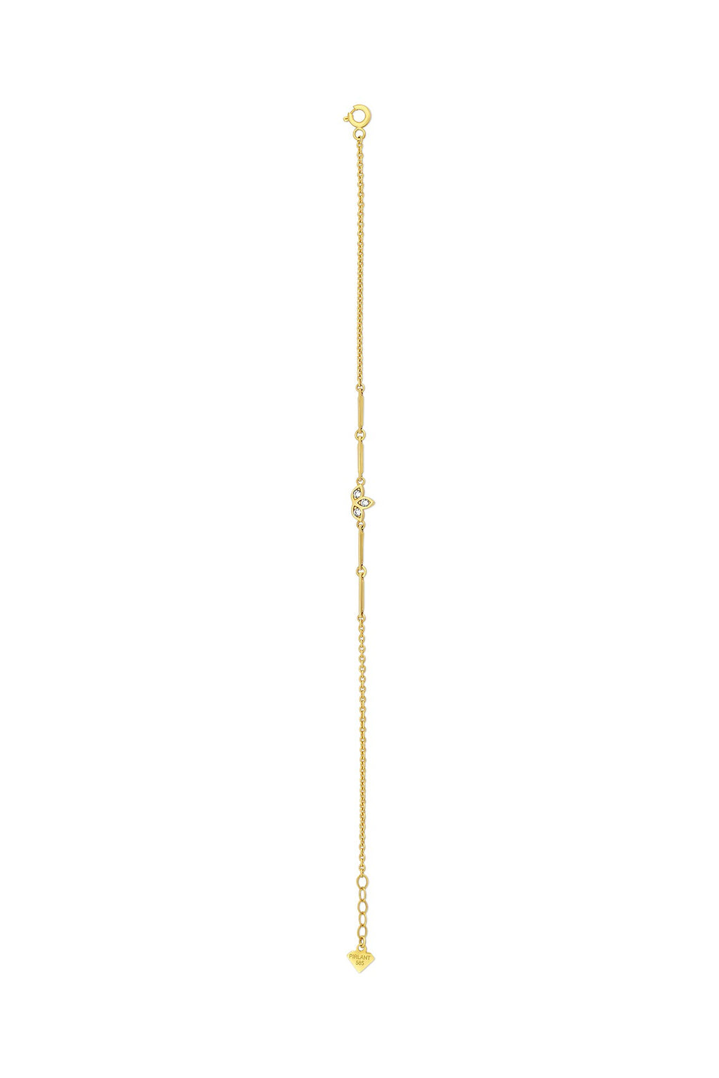 14K Lotus Floral White Stone-Set Gold Bracelet