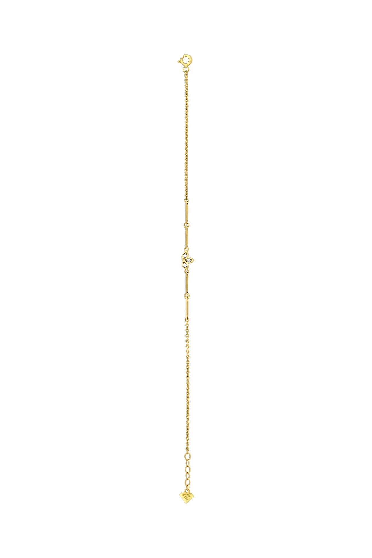 14K Lotus Floral White Stone-Set Gold Bracelet