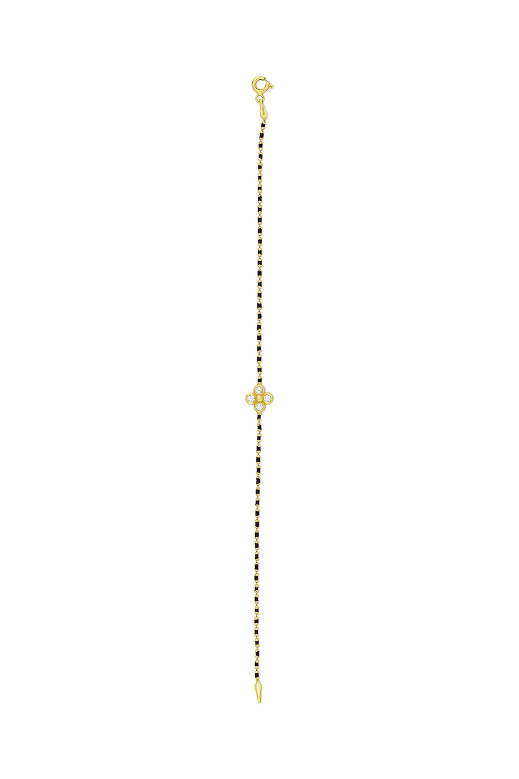 14K Black Beaded Floral Gold Bracelet
