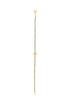 14K Black Beaded Floral Gold Bracelet