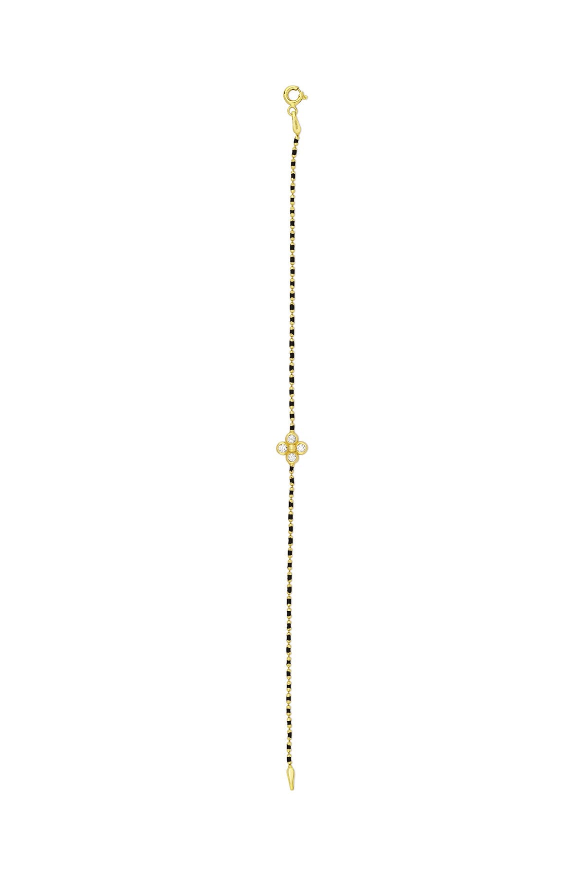 14K Black Beaded Floral Gold Bracelet