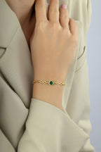 14K Green Stone-Set Gold Bracelet