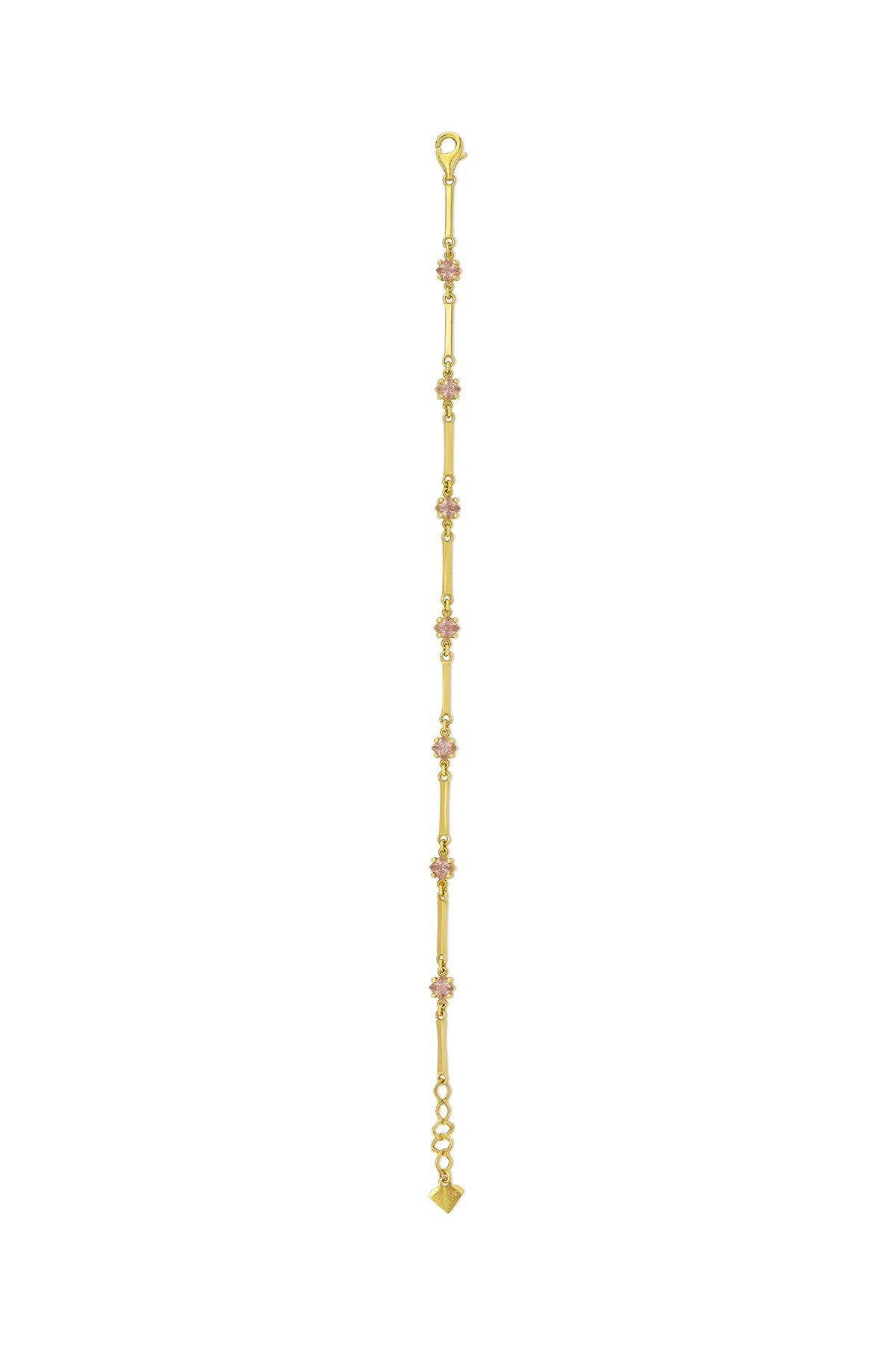 14K Pink Stone-Set Floral Gold Bracelet