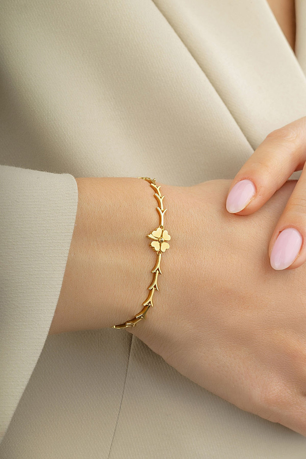 14K Clover Modern Gold Bracelet