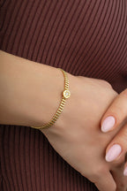 14K Chain Star Stone-Set Gold Bracelet