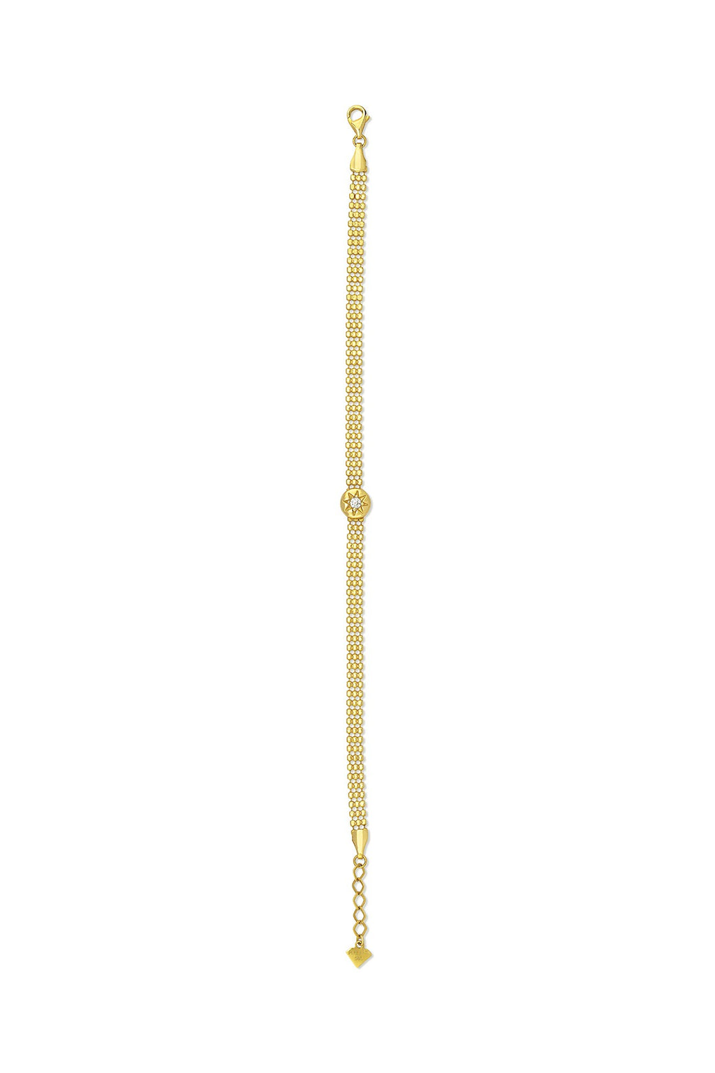 14K Chain Star Stone-Set Gold Bracelet