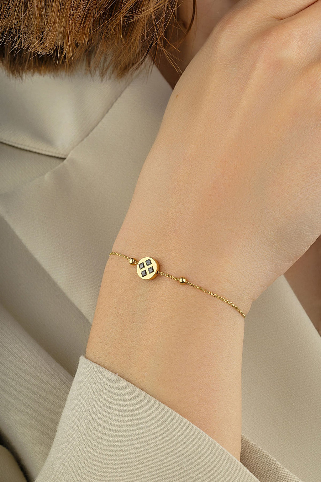 14K Black Rectangular Gold Bracelet