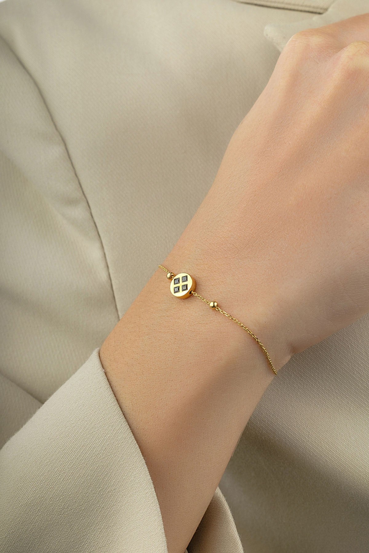 14K Black Rectangular Gold Bracelet