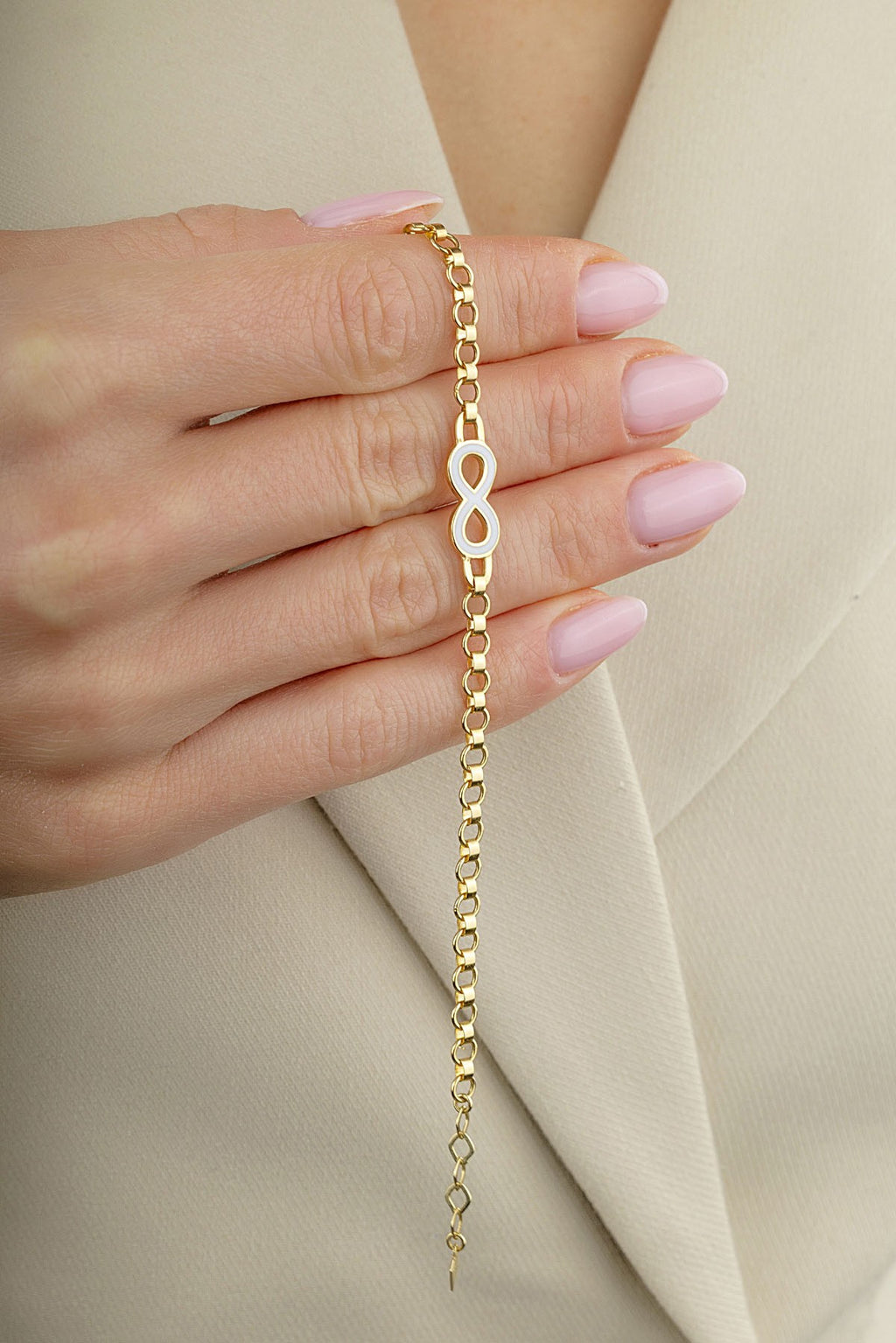 14K Infinity Chain Gold Bracelet