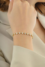 14K Gold White Stone-Set Chain Bracelet
