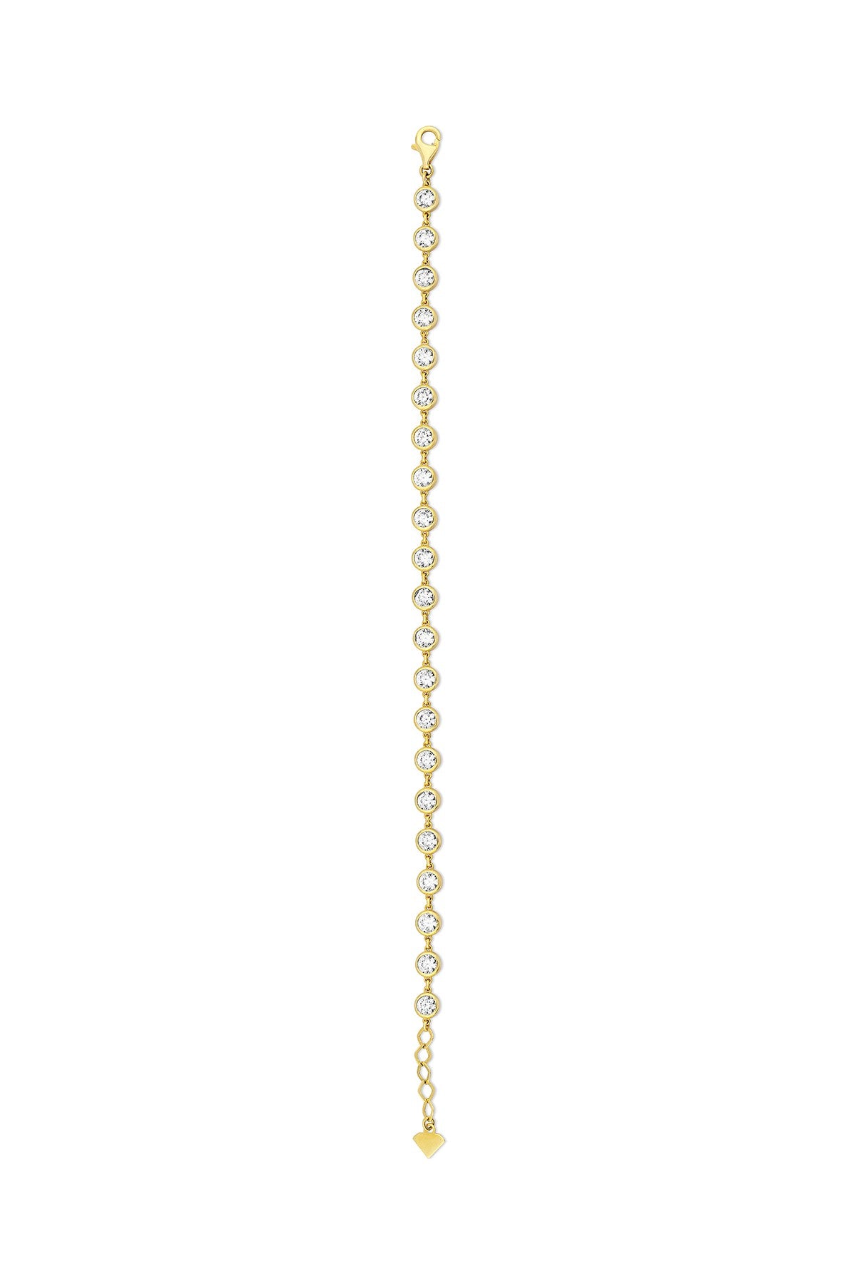 14K Gold White Stone-Set Chain Bracelet