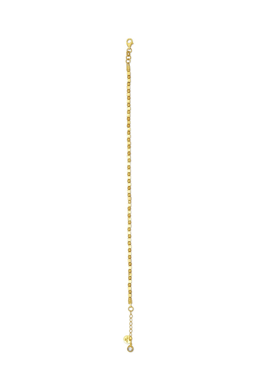 14K Modern Round Square Stone-Set Gold Bracelet